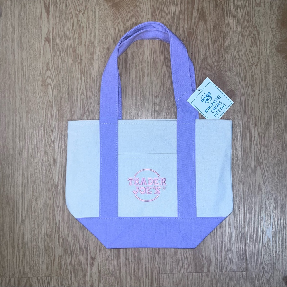 Trader Joe’s Purple and Cream Mini Canvas Tote Bag